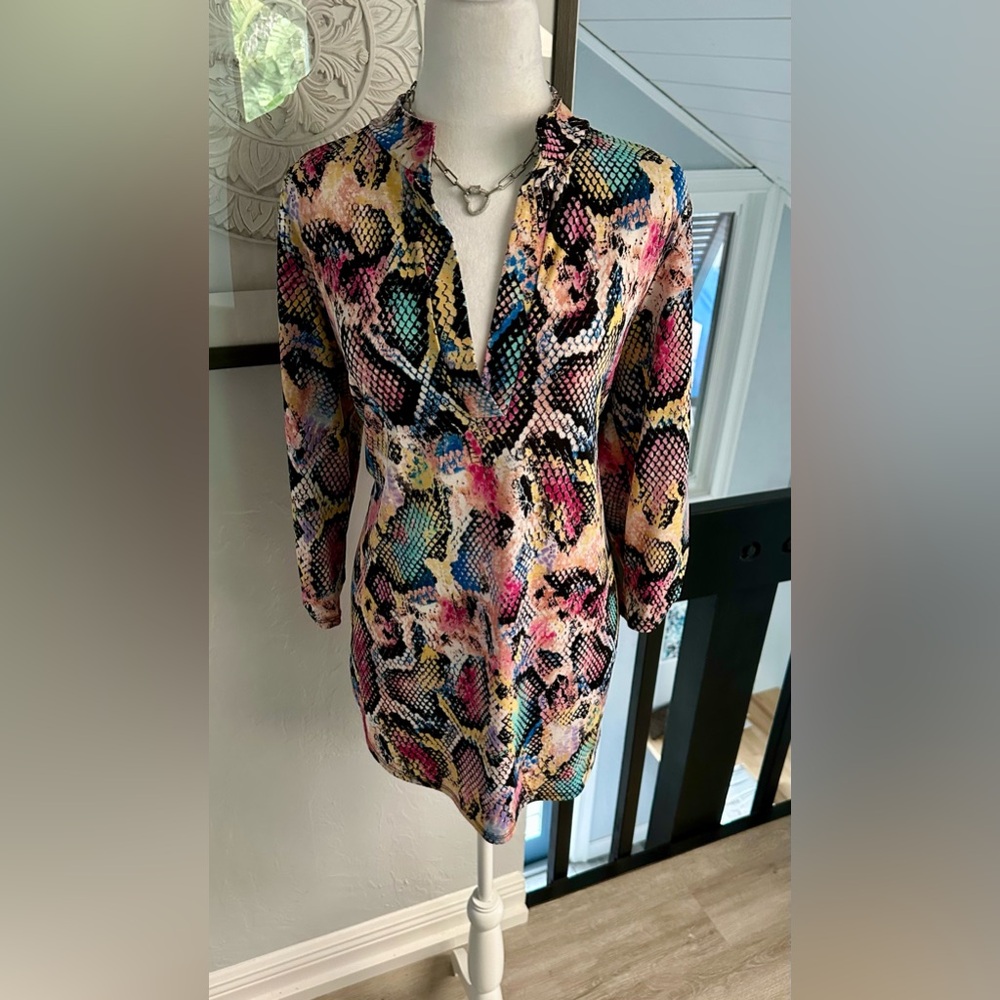 Colorful Snake Print Tunic Top